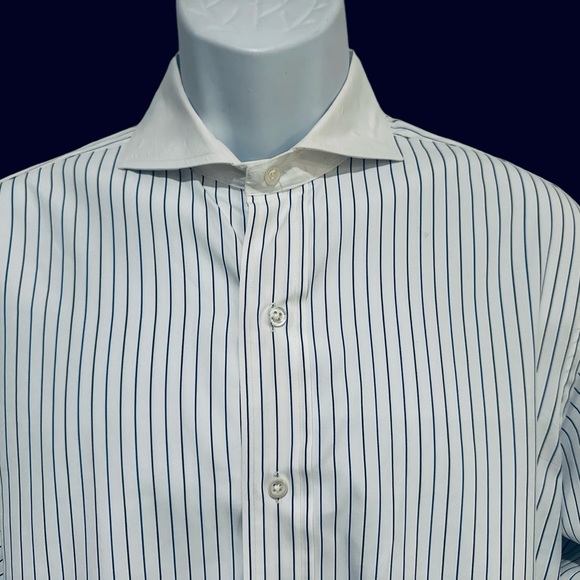 Ralph Lauren Purple Label Men’s Shirt French Cuff Cutaway White Pinstripe 15.5 L - Picture 3 of 9
